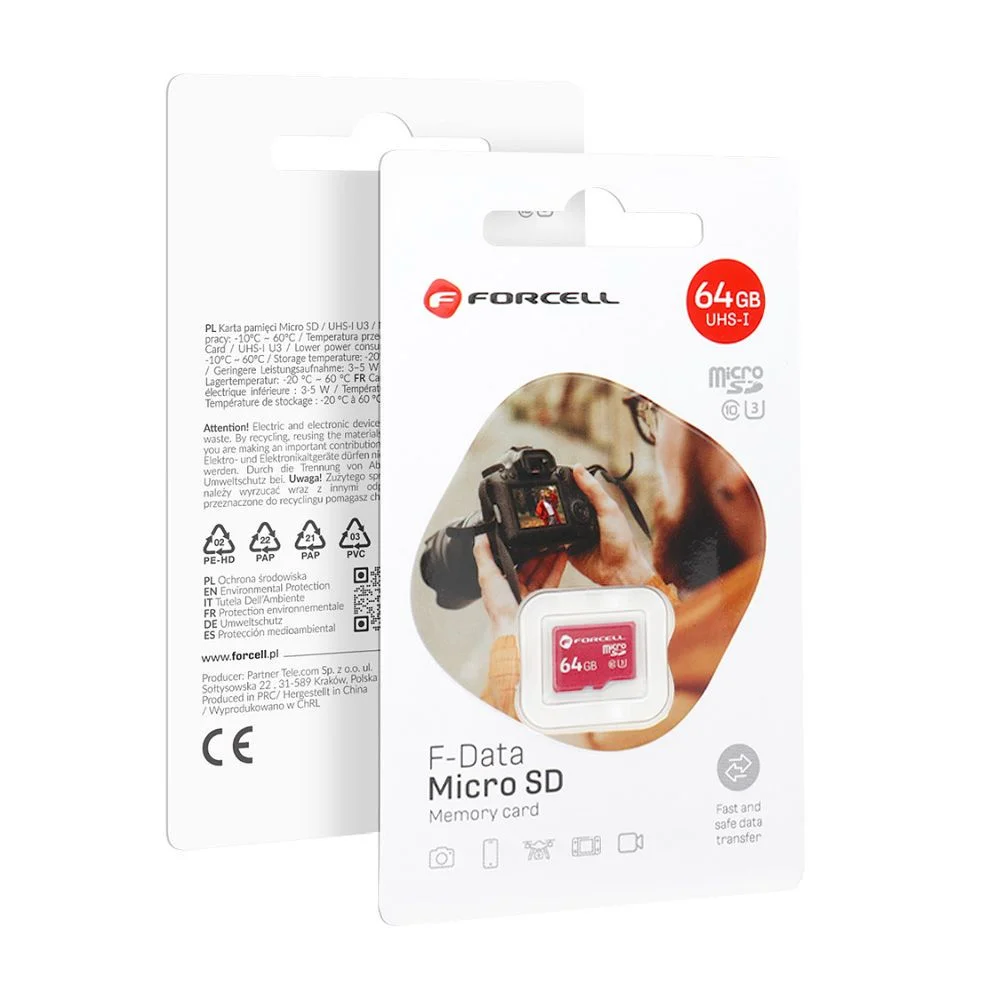 Φωτογραφία προϊόντος: FORCELL F-DATA memory card 64GB UHS-I U3 class 10