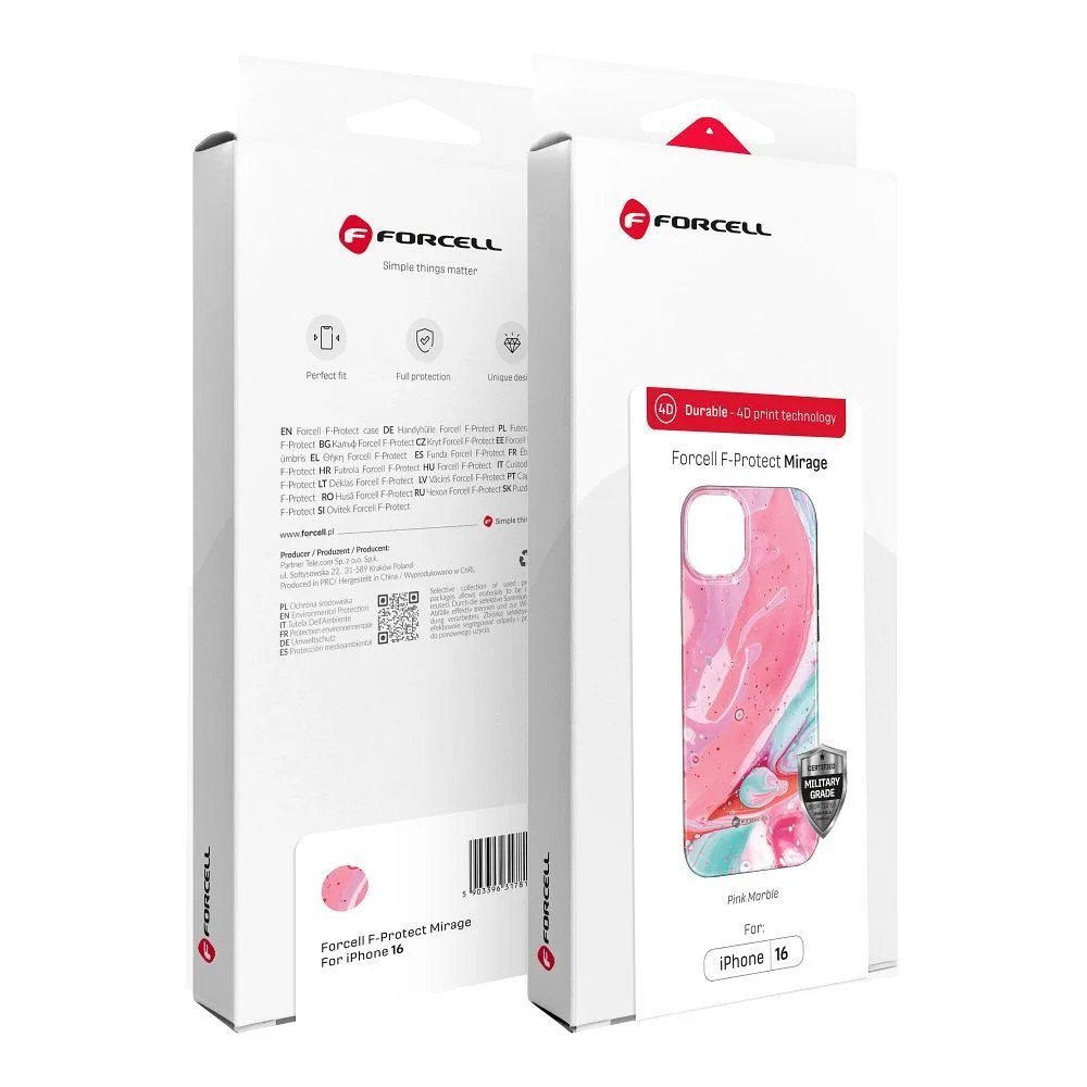 Φωτογραφία προϊόντος: FORCELL F-PROTECT Mirage, Military Drop-Tested case compatible with MagSafe for IPHONE 15 PRO MAX pink marble