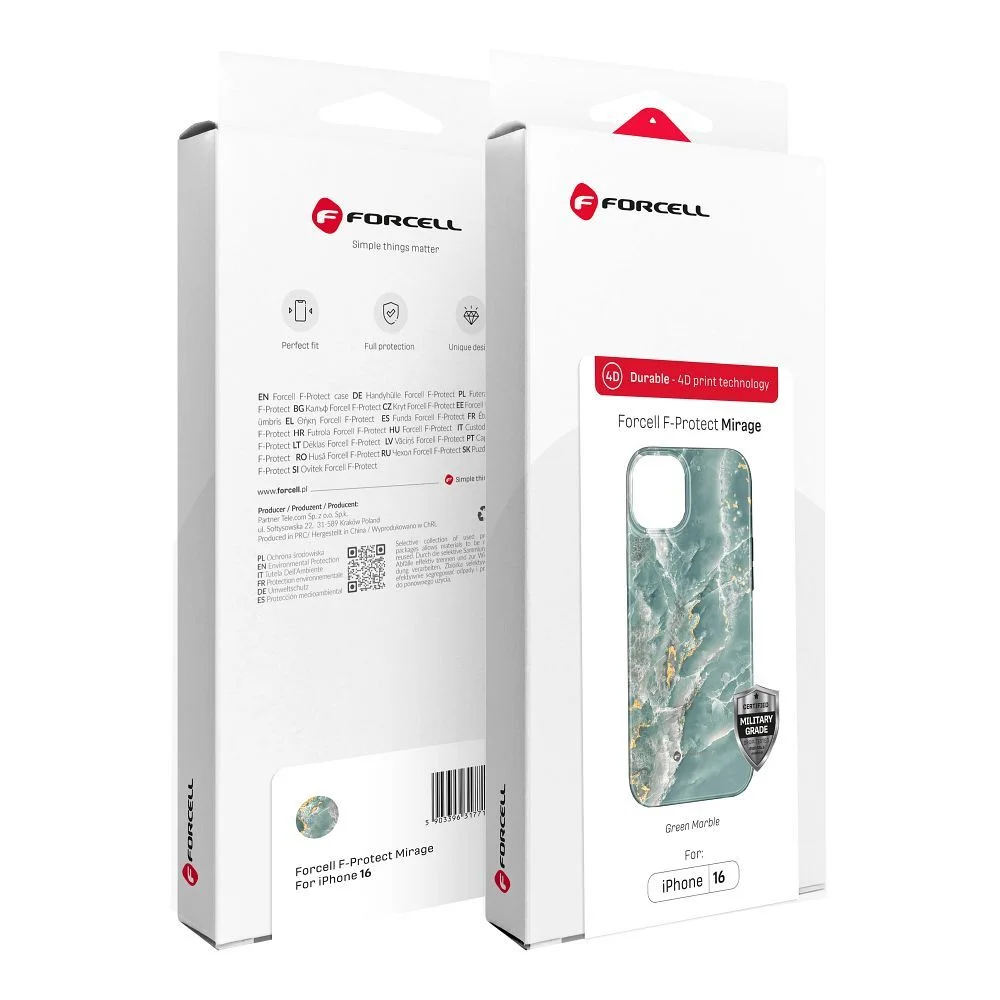 Φωτογραφία προϊόντος: FORCELL F-PROTECT Mirage, Military Drop-Tested case compatible with MagSafe for IPHONE 15 PRO green marble