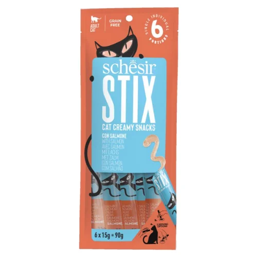 Φωτογραφία προϊόντος: Schesir Stix Pouch Λιχουδιά Γάτας με Σολομό – 6x15gr