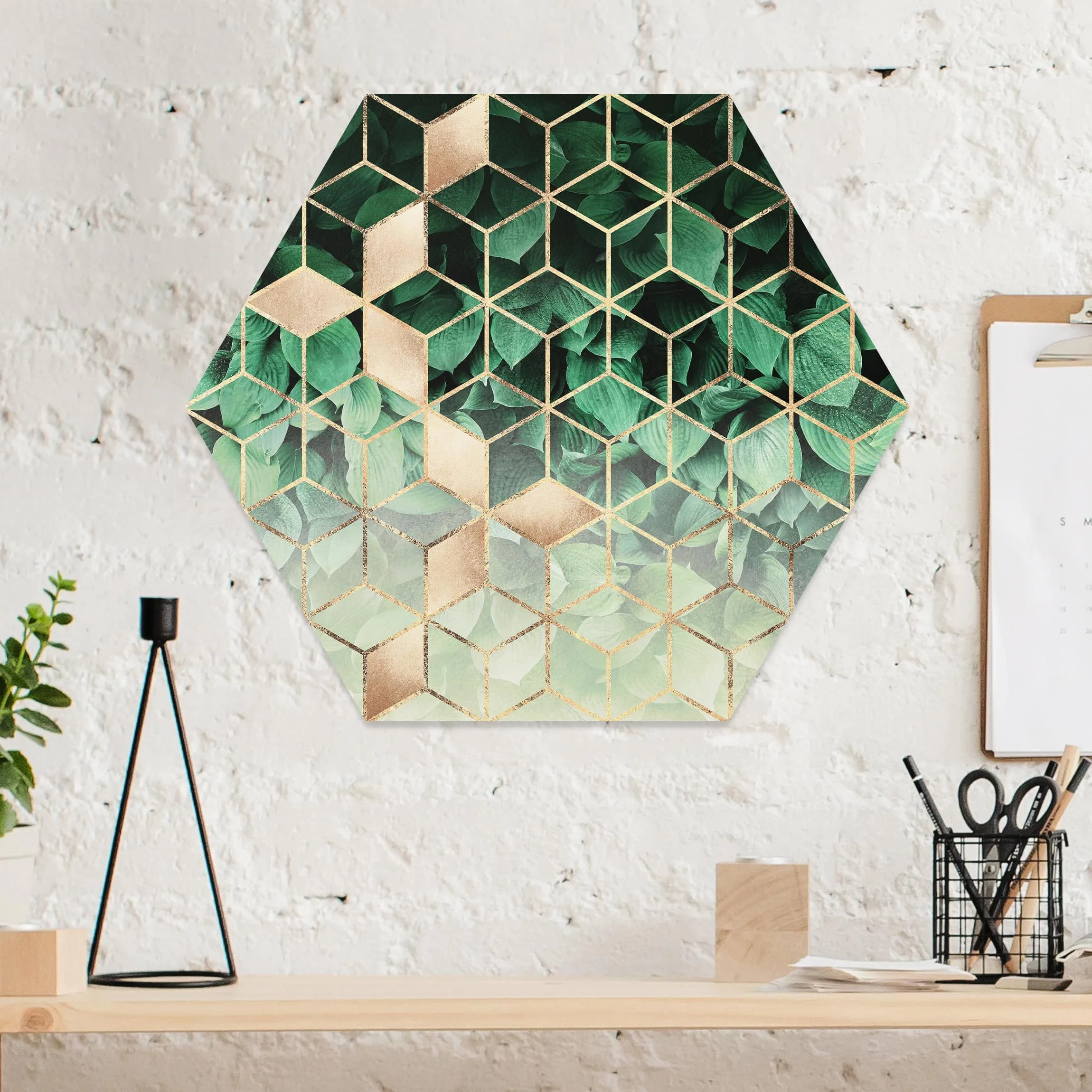 Φωτογραφία προϊόντος: Εξάγωνος Πίνακας - Geometric Leaves