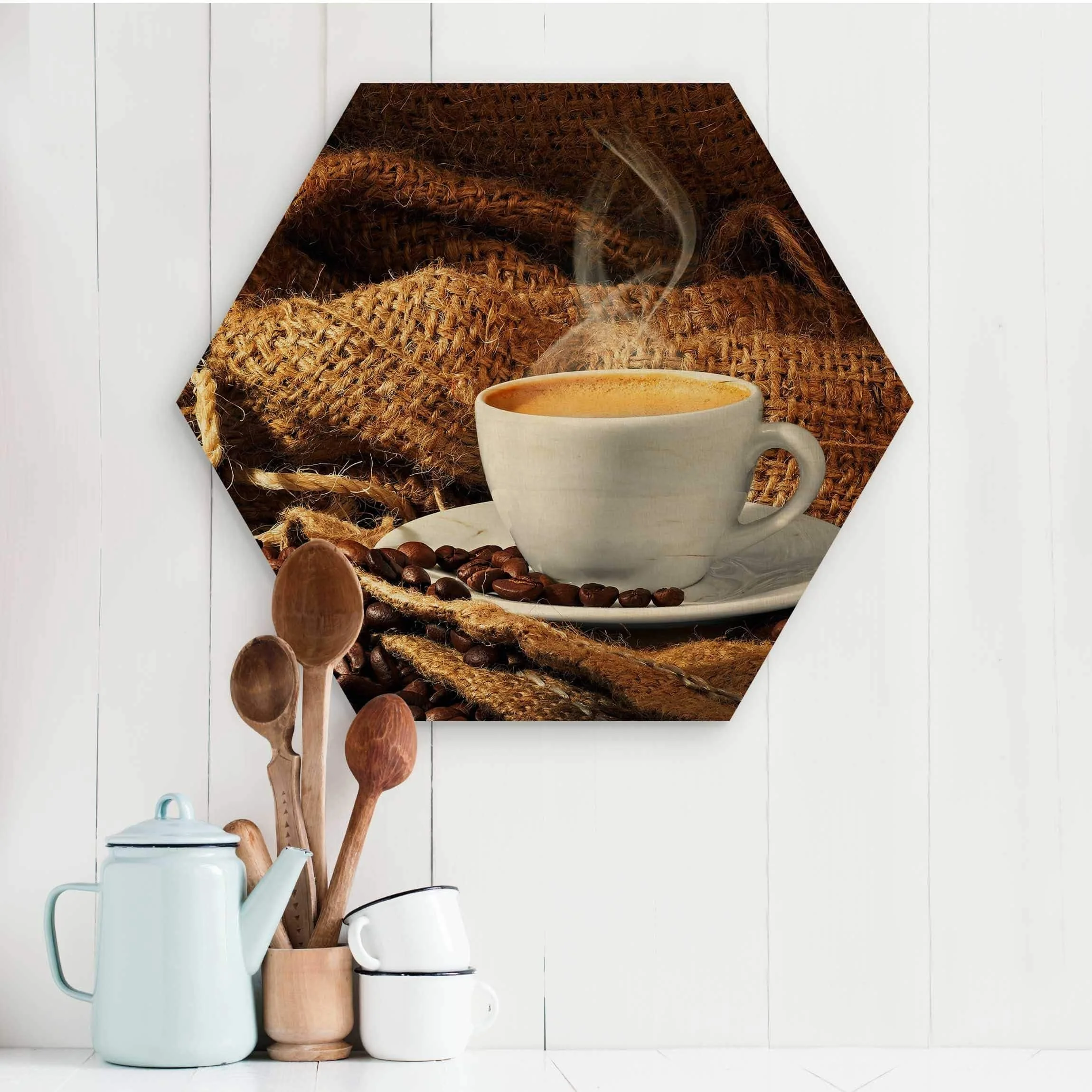Φωτογραφία προϊόντος: Εξάγωνος Πίνακας – Freshly Coffee