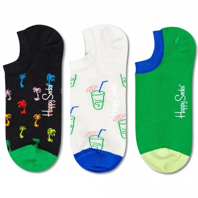Φωτογραφία προϊόντος: Σετ 3 Unisex Κάλτσες Happy Socks 3-pack Palm No Show Sock PLM39 - 41-46, ΠΟΛΥΧΡΩΜΟ