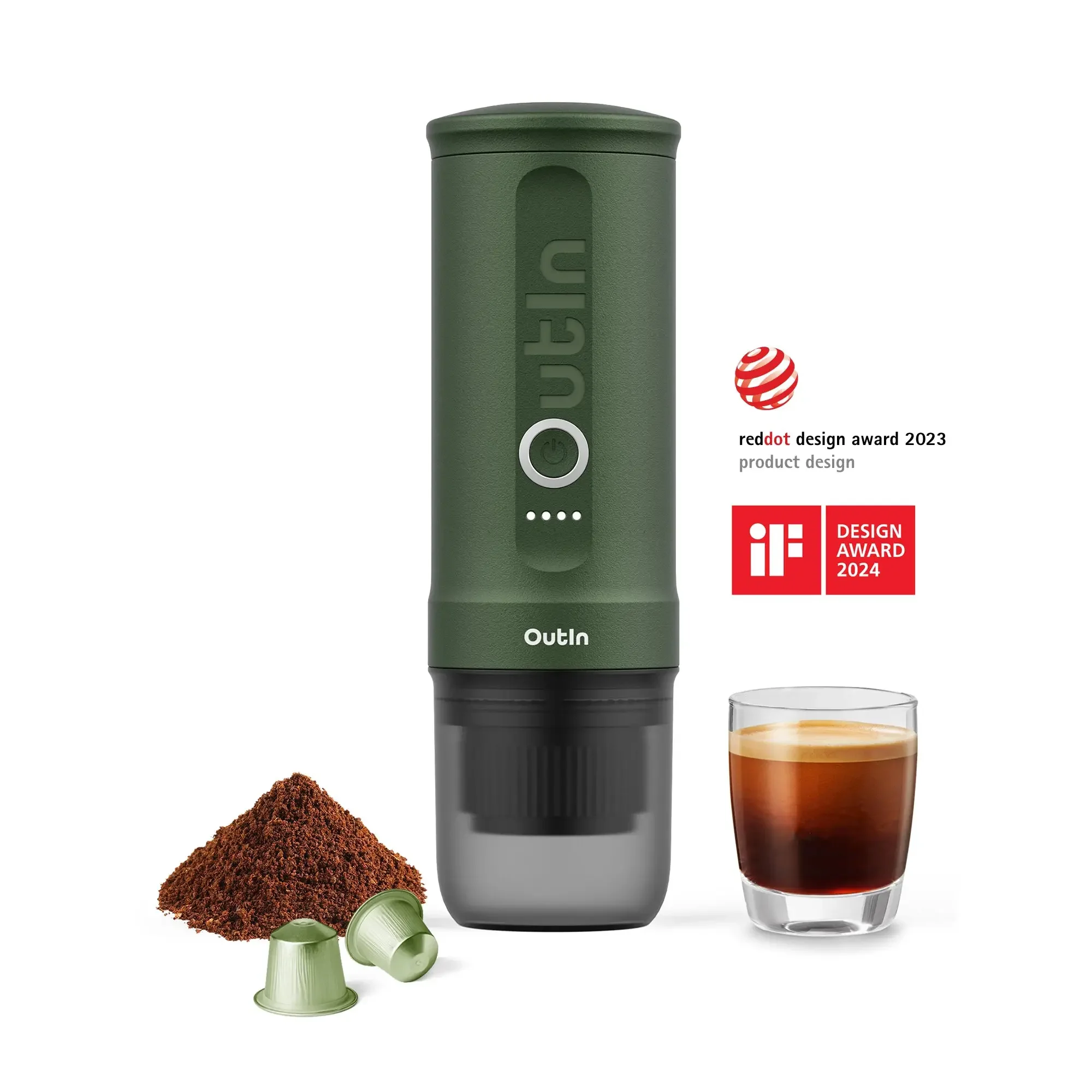 Φωτογραφία προϊόντος: Φορητή μηχανή Espresso Outin Nano - Forest Green 1240000016420 1240000016420