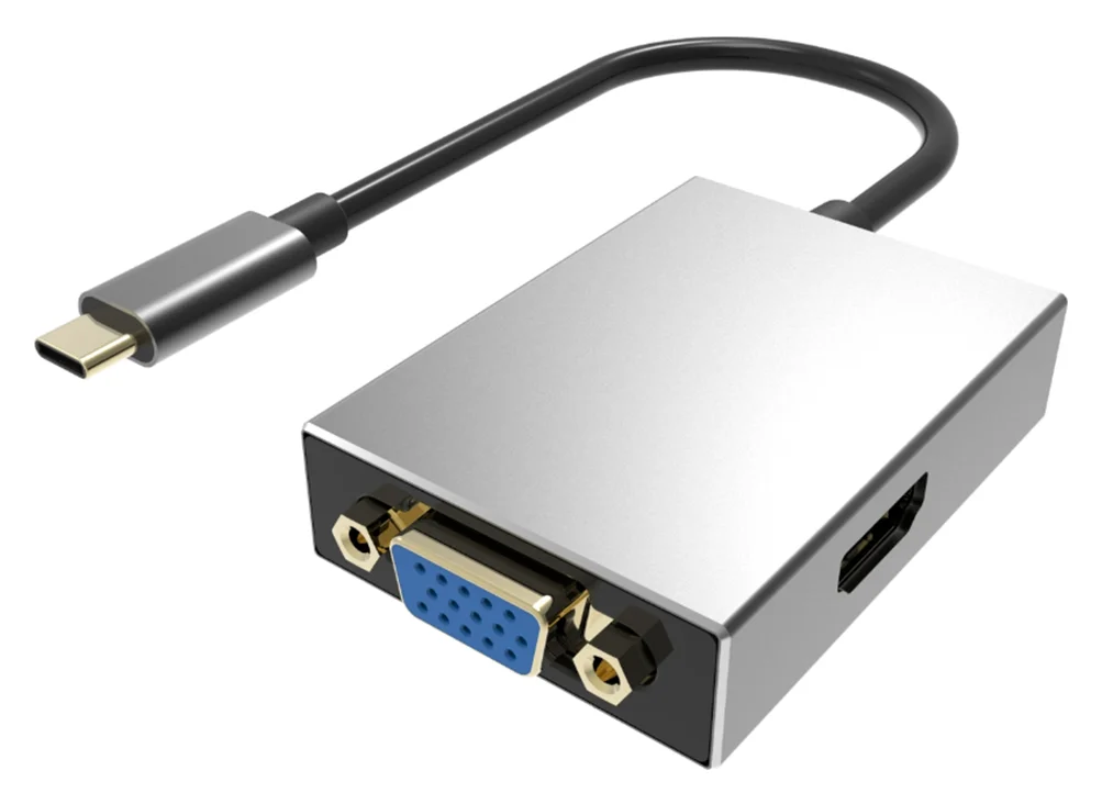 Φωτογραφία προϊόντος: POWERTECH αντάπτορας Type-C σε VGA/HDMI PTH-050, με USB 3.0, γκρι