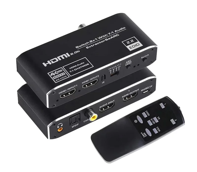 Φωτογραφία προϊόντος: UNBRANDED HDMI switch CAB-H150, 4-in σε 1-out, 7.1 Audio, 4K/60Hz HDR, eARC, μαύρο
