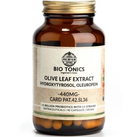 Φωτογραφία προϊόντος: Olive Leaf Extract (Hydroxytyrosol Oleuropen) 440 mg 90 veg. caps BioTonics