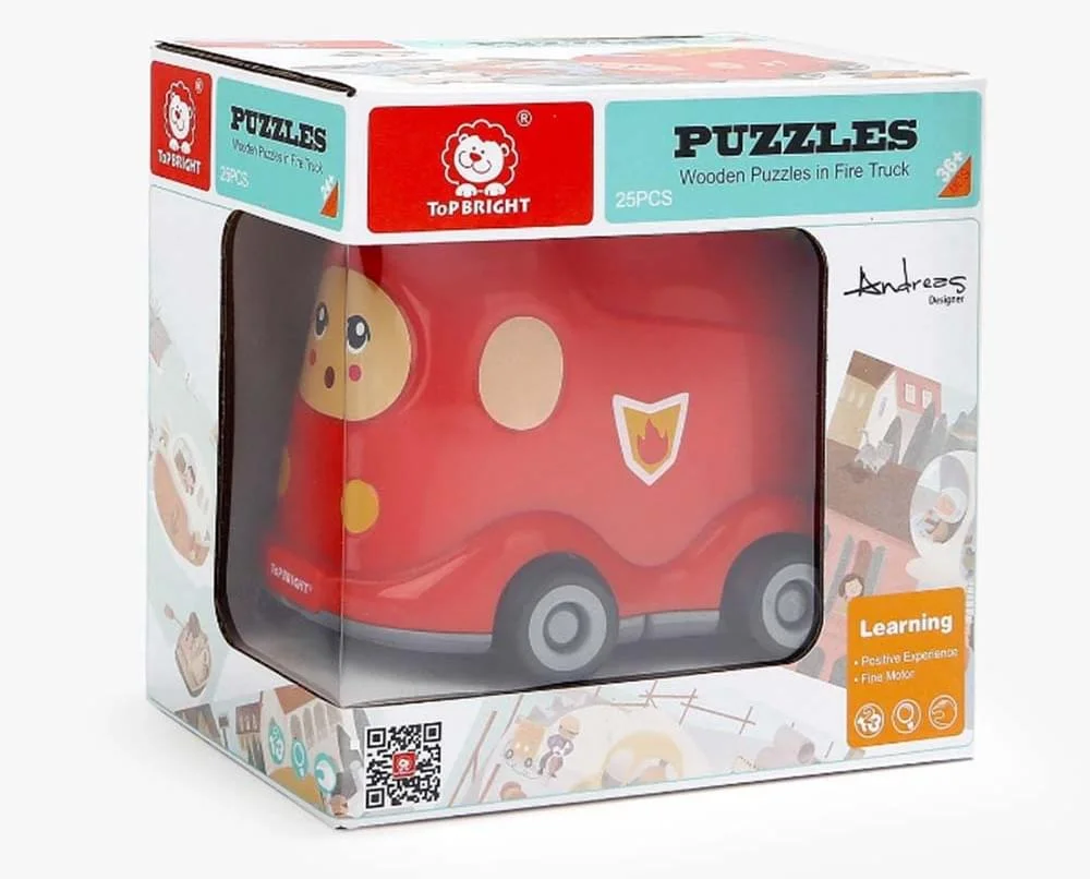 Φωτογραφία προϊόντος: Top Bright Ξύλινο Παιδικό Puzzle Πυροσβεστικό Όχημα 24pcs για 3+ Ετών