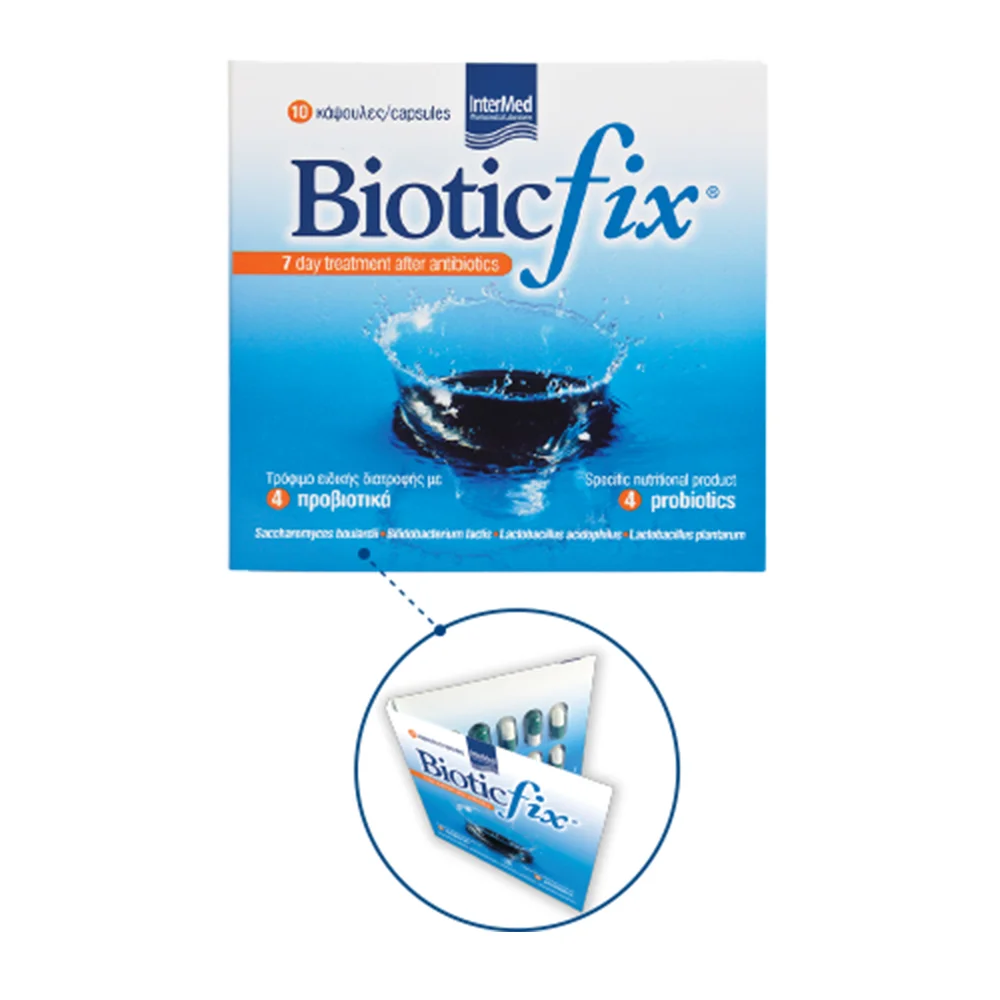 Φωτογραφία προϊόντος: BIOTIC FIX Τρόφιμο ειδικής διατροφής με 4 προβιοτικά 10 κάψουλες