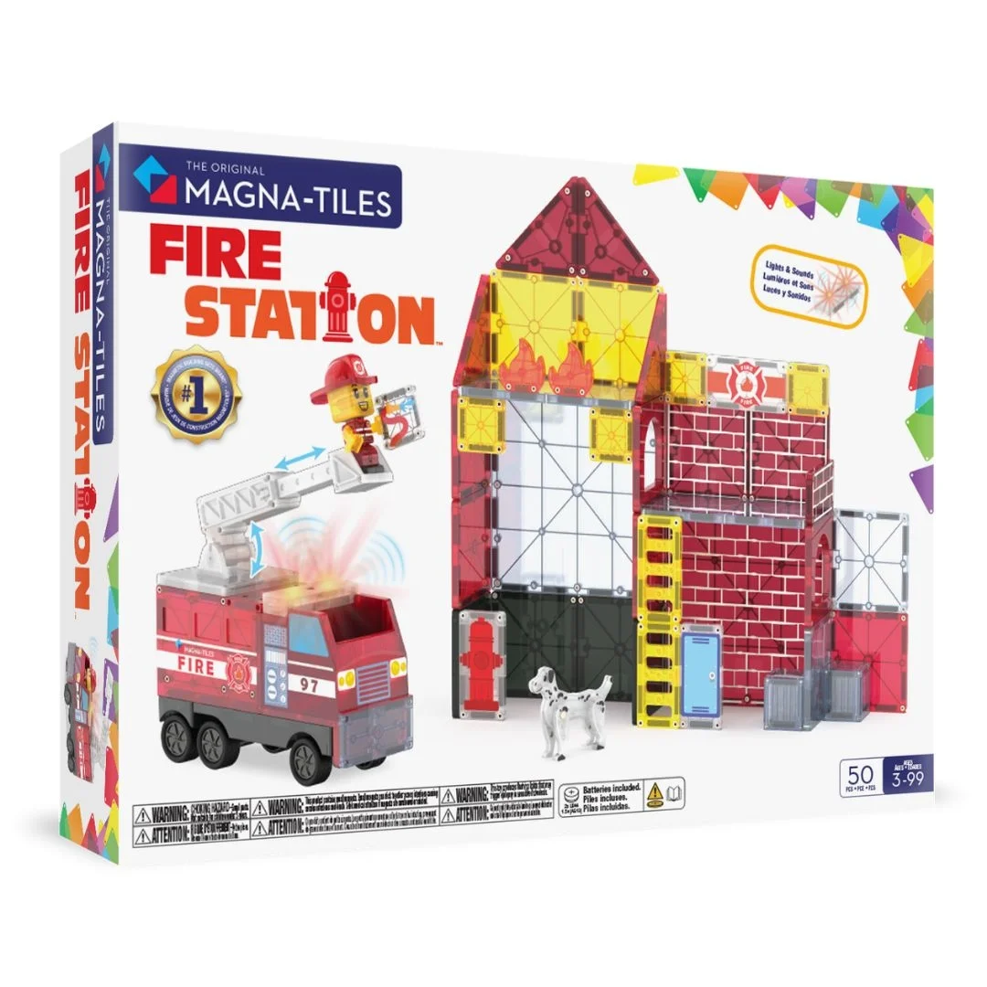 Φωτογραφία προϊόντος: 252050FS Magna-Tiles Μαγνητικό παιχνίδι κατασκευών Fire Station 50 Τεμάχια