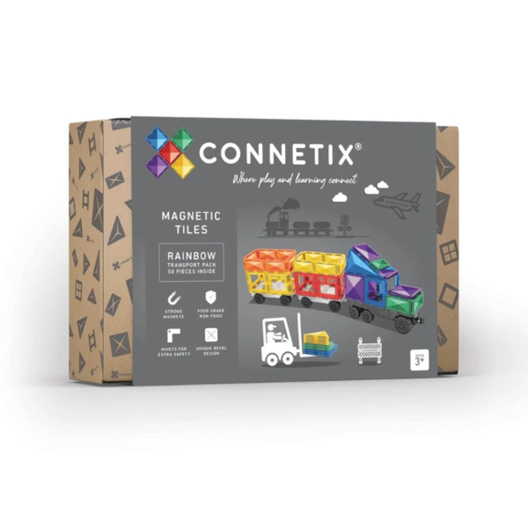 Φωτογραφία προϊόντος: CT-R-00050-TR Connetix Μαγνητικό παιχνίδι κατασκευών Rainbow Transport Pack 50 Τεμάχια