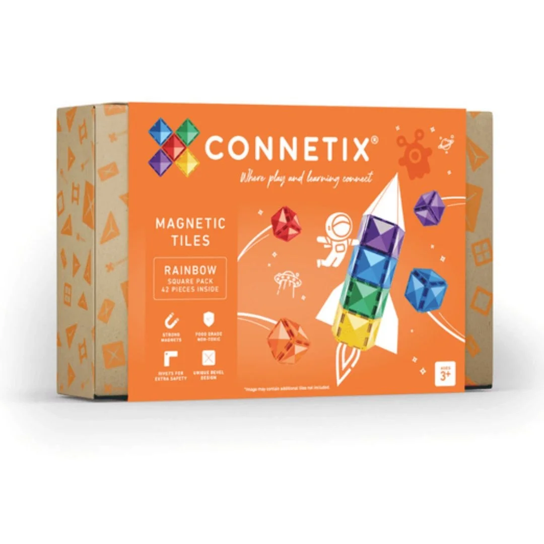 Φωτογραφία προϊόντος: CT-R-00042-SQ Connetix Μαγνητικό παιχνίδι κατασκευών Rainbow Square Pack 42 Τεμάχια