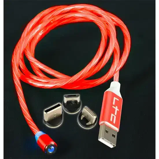 Φωτογραφία προϊόντος: LTC Audio MAGIC-CABLE-RD - 1m Red Luminous Magnetic Charging Cable with 3 Prongs (Lightning/iPhone, USB-C, and Micro-USB) (65-1097)