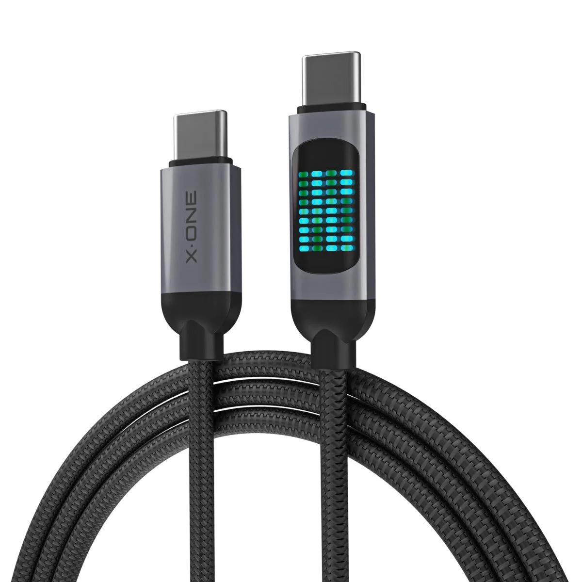 Φωτογραφία προϊόντος: . X-ONE FlowLink Running LED data cable - type C to C - 5A max 100W 1,2m black