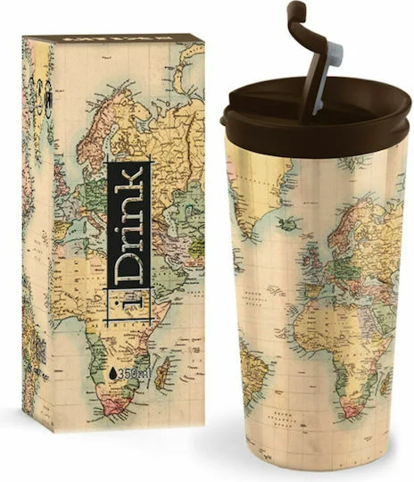 Φωτογραφία προϊόντος: I-total ΚΟΥΠΑ i DRINK ID0204 TRAVEL MUG 350ml OLD MAP