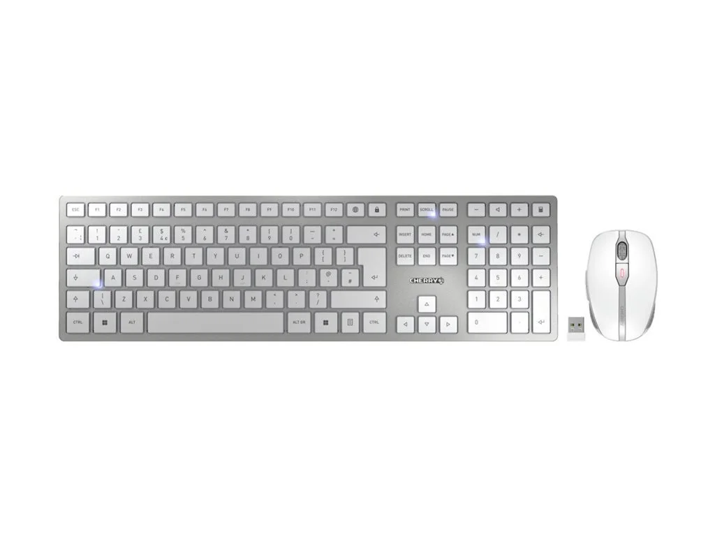 Φωτογραφία προϊόντος: CHERRY Desktop DW 9100 SLIM [UK] WL AES silver/white BT Lithium battery - weeks of use without charging