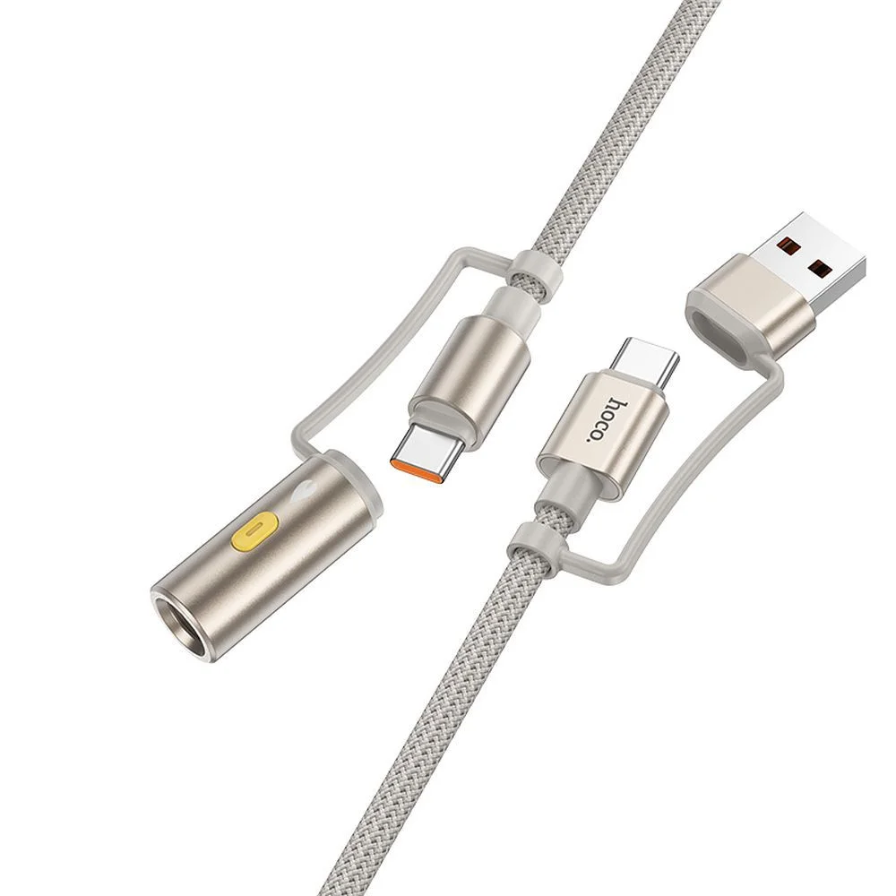 Φωτογραφία προϊόντος: Cable All-in-one USB A / USB C to USB C / Cigarette lighter Hoco 3A 60W 1,2 m U138 grey