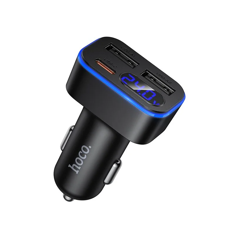 Φωτογραφία προϊόντος: Car charger Hoco with LCD 2xUSB A + 1xUSB C PD QC3.0 42W Z63A black