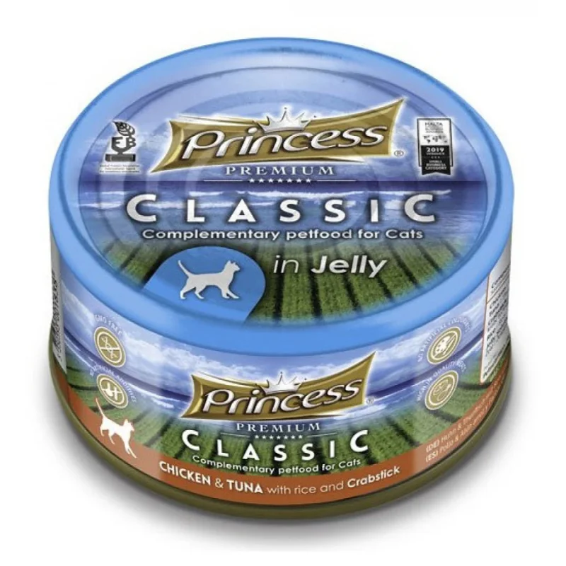 Φωτογραφία προϊόντος: Princess Premium Classic Τόνος, Κοτόπουλο + Καβούρι 170g - Υγρή Τροφή Γάτας