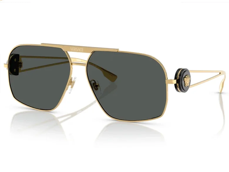 Φωτογραφία προϊόντος: Γυαλιά Ηλίου Versace Unisex μεταλλικά χρυσά με σκούρους πράσινους φακούς 2269 100287 62mm
