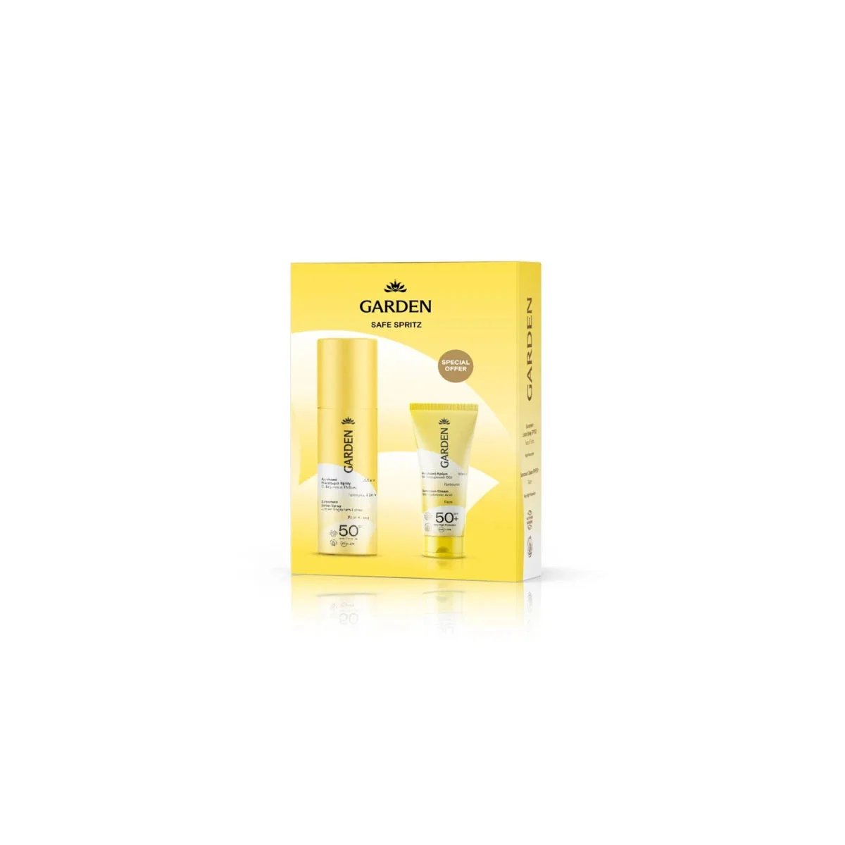 Φωτογραφία προϊόντος: Medipharmacy Garden Safe Spritz Αντηλιακό Spray Lotion SPF 50 για Πρόσωπο και Σώμα 200 ml & Αντηλιακή Κρέμα Προσώπου SPF 50 50 ml