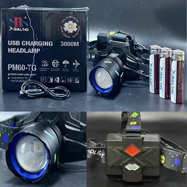 Φωτογραφία προϊόντος: OEM Φακός Κεφαλής LED Επαναφορτιζόμενος με 3 x 18650 Μπαταρίες 8800Mah BL-8118-3-2