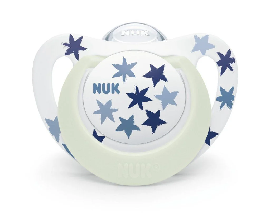 Φωτογραφία προϊόντος: Nuk Star Νight Ορθοδοντική Πιπίλα Σιλικόνης με Θήκη Μπλε 18-36 Μηνών 1 τμχ