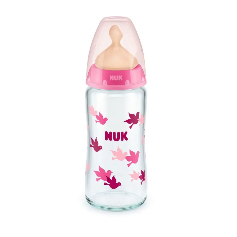 Φωτογραφία προϊόντος: Nuk First Choice Γυάλινο Μπιμπερό Temperature Control για 0-6m+ με Θηλή Λάτεξ 240ml Ροζ