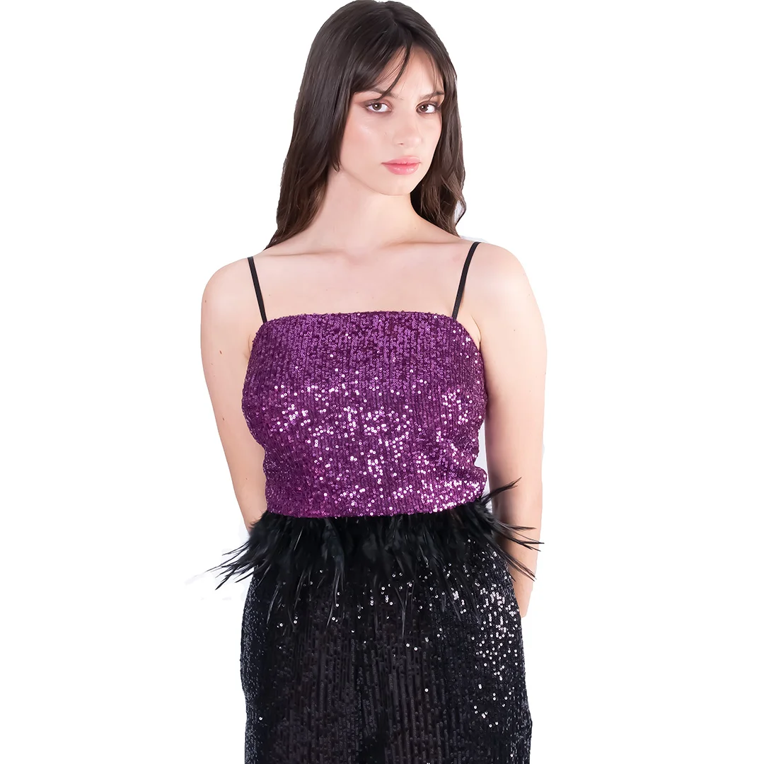 Φωτογραφία προϊόντος: Twenty-29 Twenty - 29 Top With Sequins And Feathers 8659 Magenta