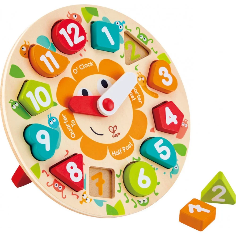 Φωτογραφία προϊόντος: HAPE ΞΥΛΙΝΟ ΠΑΖΛ ΡΟΛΟΪ NUMBER CHUNKY CLOCK PUZZLE 13 ΤΜΧ