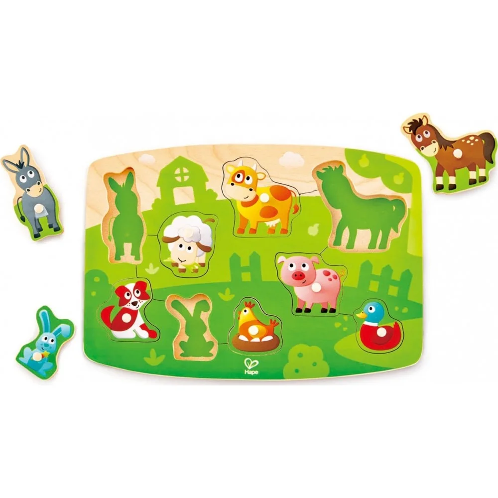 Φωτογραφία προϊόντος: Hape Happy Puzzles Ξύλινο Παζλ Ζωάκια Αγροκτήματος Peg