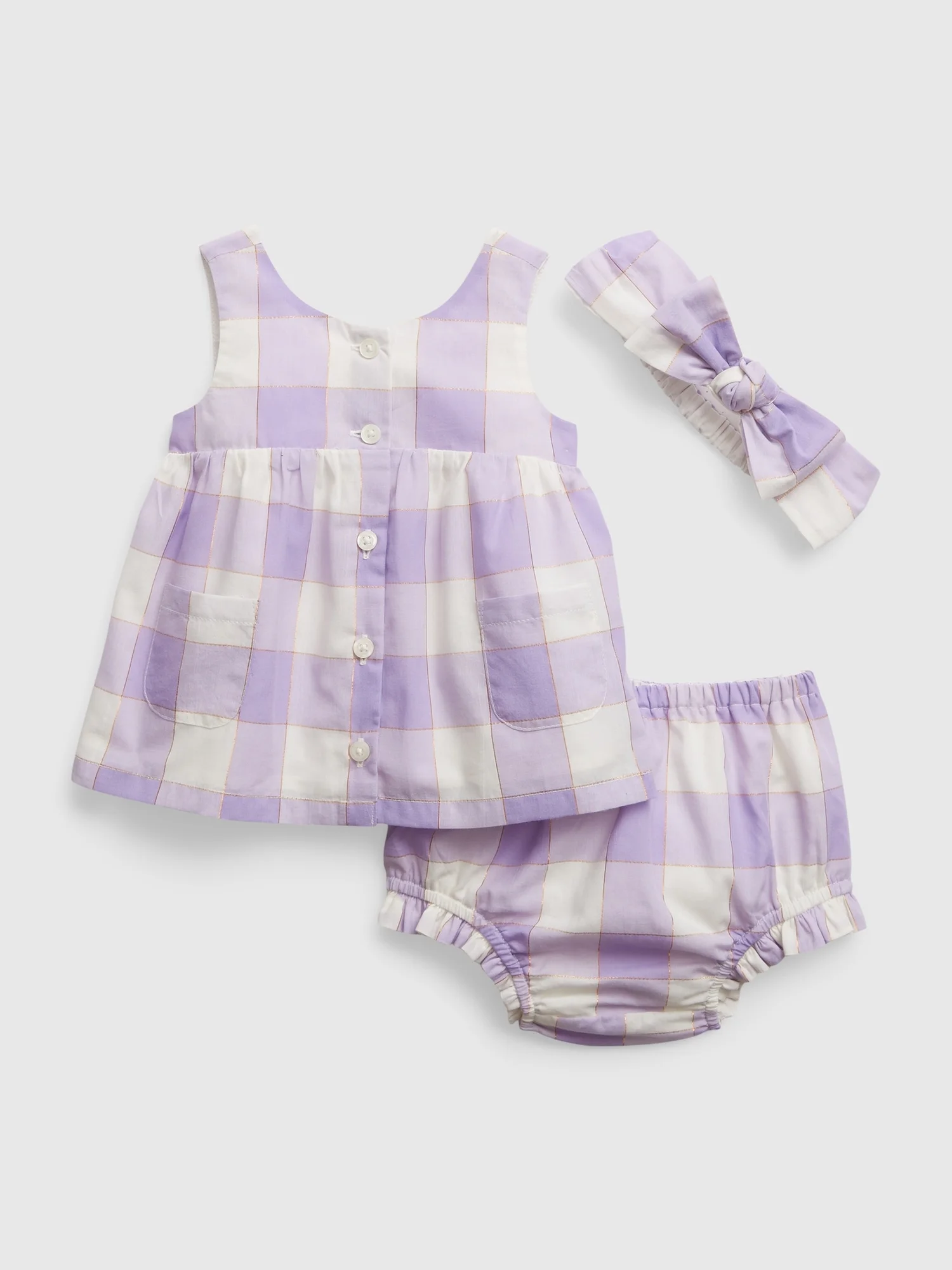 Φωτογραφία προϊόντος: GAP Μωβ Βρεφικό Shiny Gingham Σύνολο Σετ PURPLE LOTUS