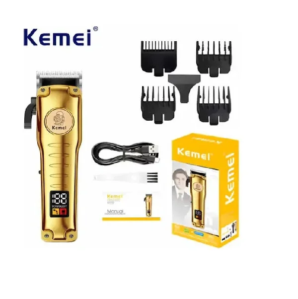 Φωτογραφία προϊόντος: OEM Kemei KM-510 Επαγγελματική Επαναφορτιζόμενη Κουρευτική Μηχανή με Οθόνη LCD και Λεπίδες Ακριβείας Χρυσή