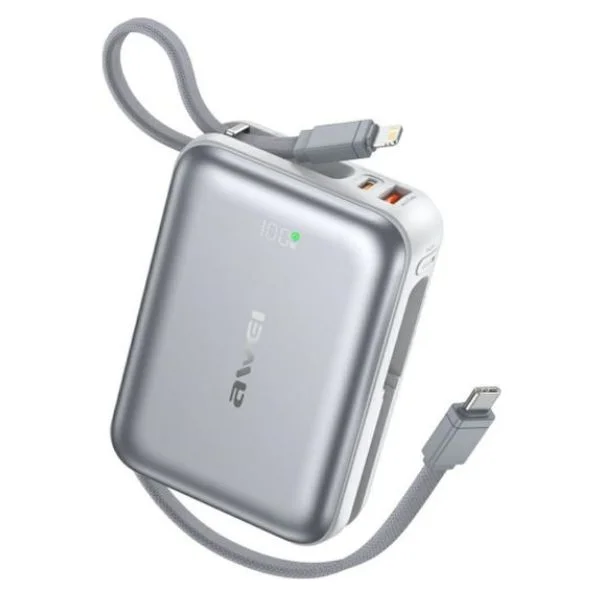 Φωτογραφία προϊόντος: OEM Awei C03 Power Bank 20000mAh 45W με Θύρα USB-A και Θύρα USB-C Ασημί