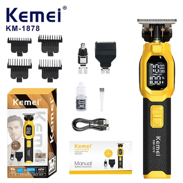 Φωτογραφία προϊόντος: OEM Kemei Επαγγελματικό Σετ Επαναφορτιζόμενης Κουρευτικής Μηχανής KM-1878
