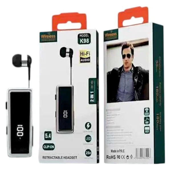 Φωτογραφία προϊόντος: OEM K98 In-ear Bluetooth Handsfree Ακουστικό Πέτου Ασημί