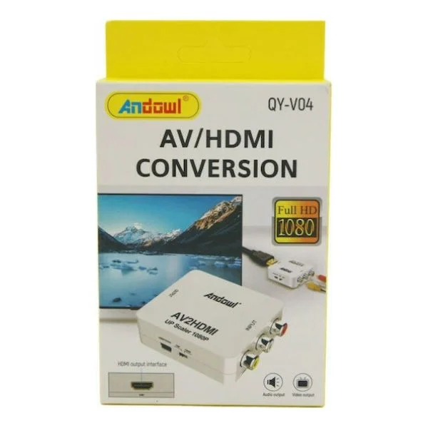 Φωτογραφία προϊόντος: OEM Andowl QY-V04 Μετατροπέας RCA female σε HDMI female Λευκό 1τμχ