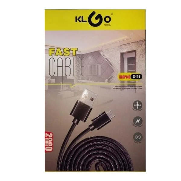 Φωτογραφία προϊόντος: OEM KLGO Regular USB 2.0 to micro USB Cable Μαύρο 2m (KLGO S-51)