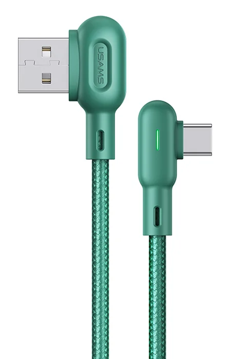 Φωτογραφία προϊόντος: USAMS καλώδιο USB-C σε USB US-SJ457, 2.1A, γωνιακό, 1.2m, πράσινο