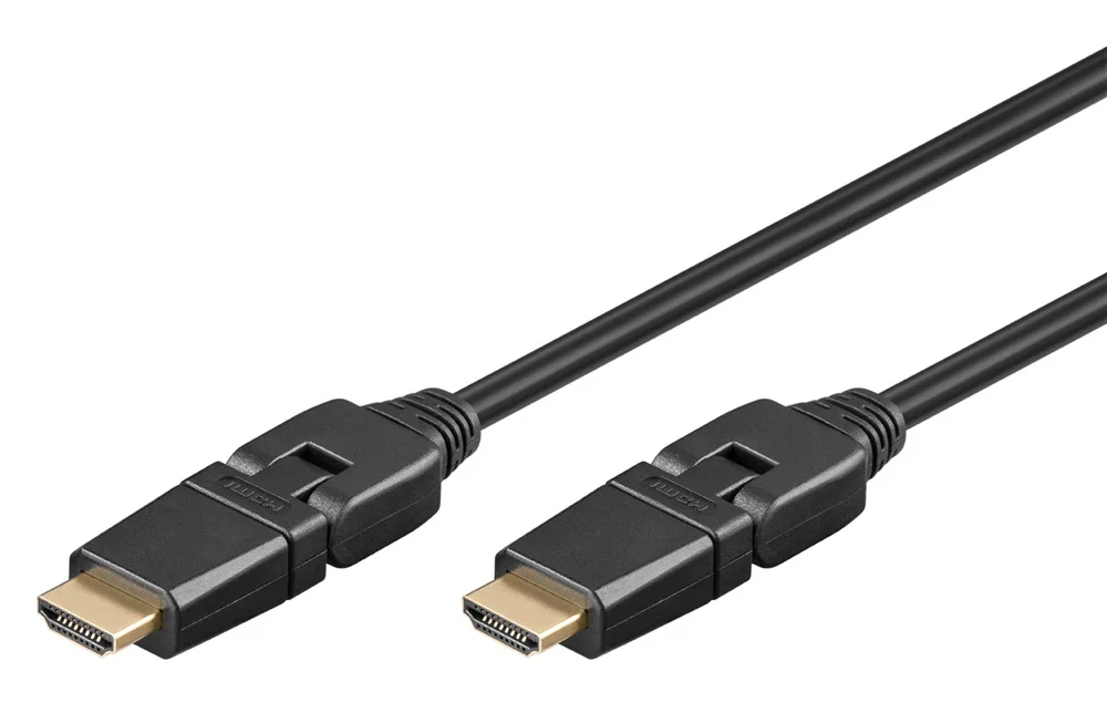 Φωτογραφία προϊόντος: GOOBAY καλώδιο HDMI 61286, Ethernet, 360° βύσμα, 4K, 18Gbit/s, 2m, μαύρο