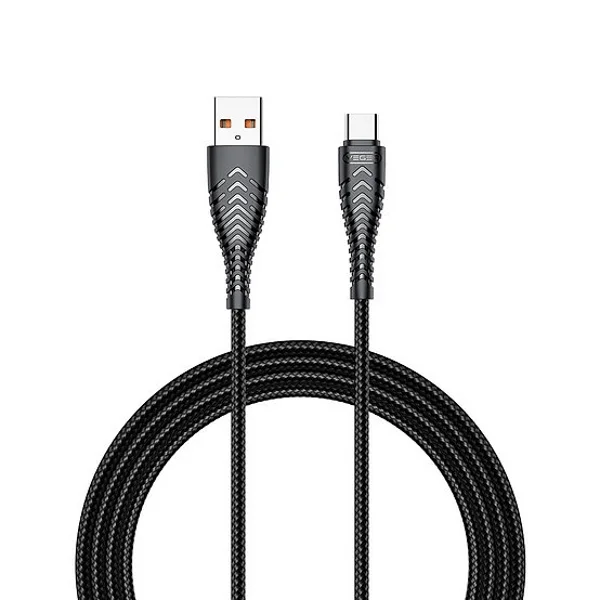 Φωτογραφία προϊόντος: Veger V104 Braided USB 2.0 Cable USB-C male - USB-A male Μαύρο 1.2m
