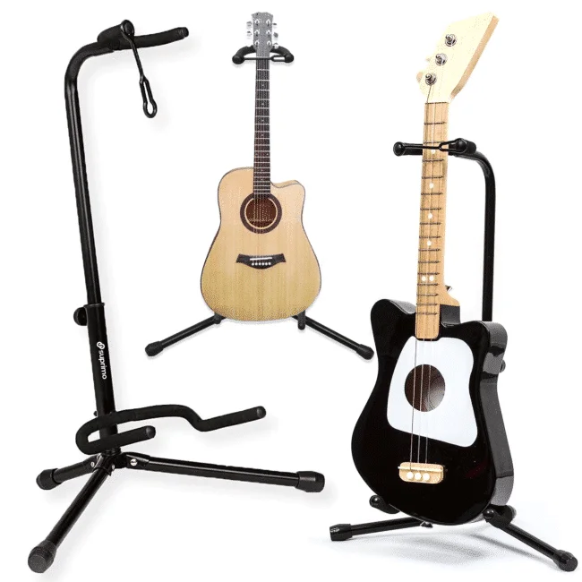 Φωτογραφία προϊόντος: SUPRIMO GS2 guitar stand foldable floor-standing portable guitar safety strap 62-74 cm up to 25 kg