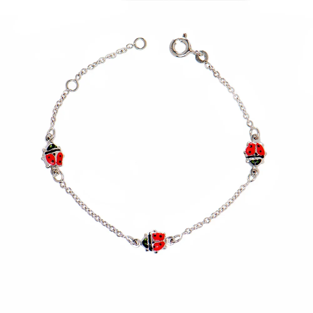 Φωτογραφία προϊόντος: Peach Jewelry Παιδικό Βραχιόλι από Ασήμι 925 με Πασχαλίτσες με Κόκκινο Σμάλτο