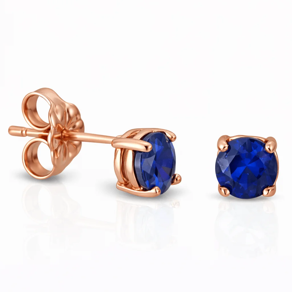 Φωτογραφία προϊόντος: fenixjewelry Ροζ Xρυσα Γυναικεία Σκουλαρίκια Ζιργκον 14κ XΣ990Ρ Μπλέ Ζιργκόν