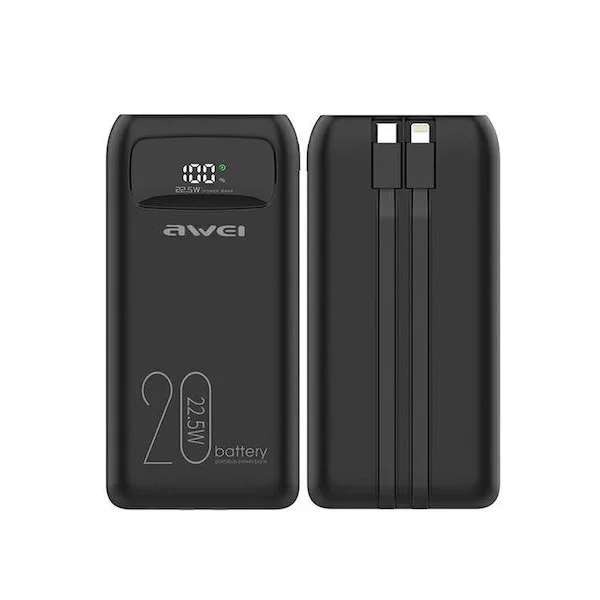Φωτογραφία προϊόντος: OEM Awei P169K Power Bank 20000mAh 22.5W Power Delivery Μαύρο