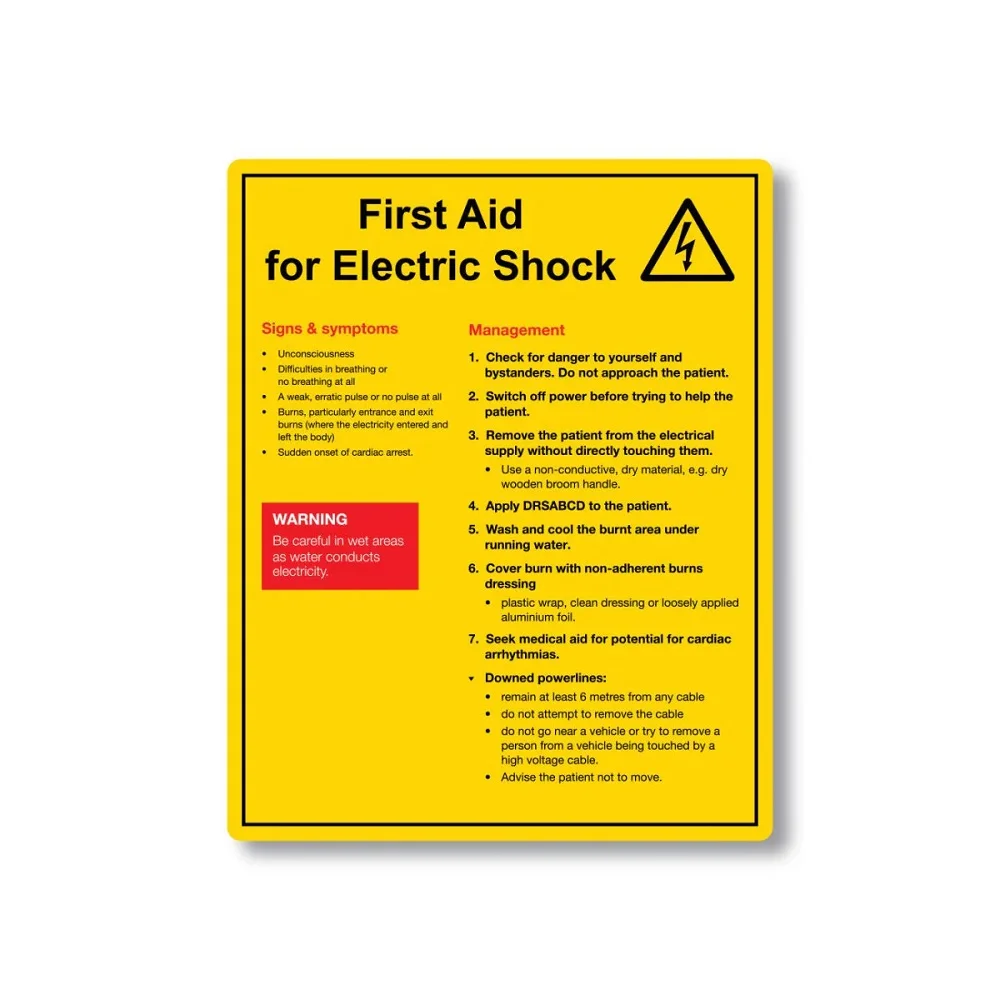 Φωτογραφία προϊόντος: OEM Σήμα Ασφαλείας: First Aid For Electric Shock V28