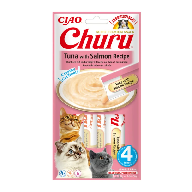 Φωτογραφία προϊόντος: Churu Cat Treats Churu Cat Κρεμώδης Λιχουδιά Tuna + Salmon 56gr