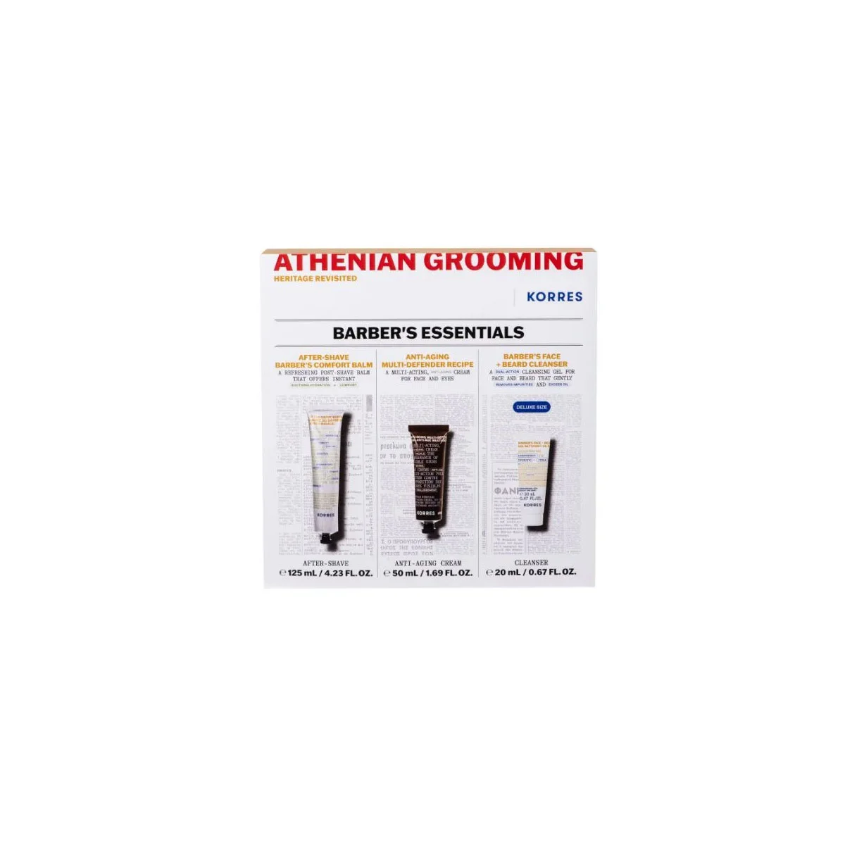 Φωτογραφία προϊόντος: Medipharmacy Korres Barber's Essentials After-Shave125 ml & Anti-Aging Cream 50 ml & Cleanser 20 ml