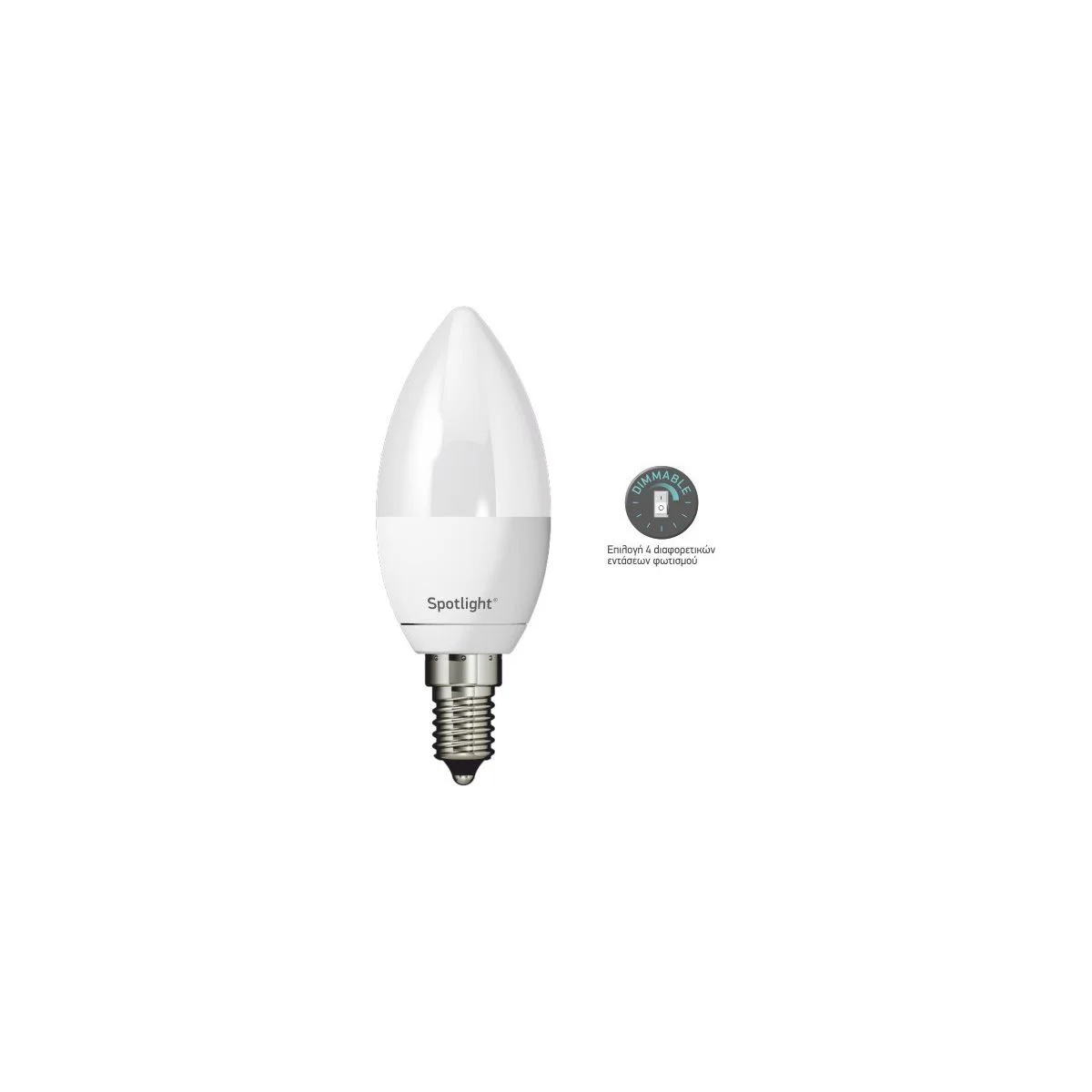 Φωτογραφία προϊόντος: SpotLight Λάμπα LED για Ντουί E14 και Σχήμα C37 Θερμό Λευκό 400lm Dimmable 5580