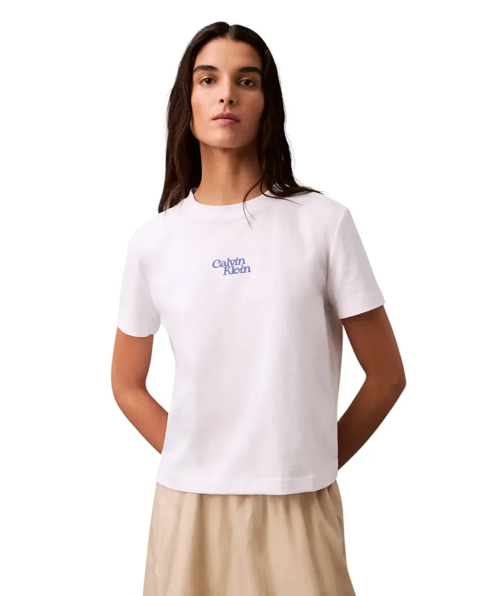 Φωτογραφία προϊόντος: Calvin Klein - Γυναικείο T-Shirt SS Flocked Logo CN Tee Regular Fit LV047B851G-YAA Λευκό